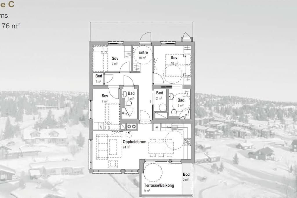 Leilighet Med Panoramautsikt Sjusjoen Innendors Parkering Exterior photo